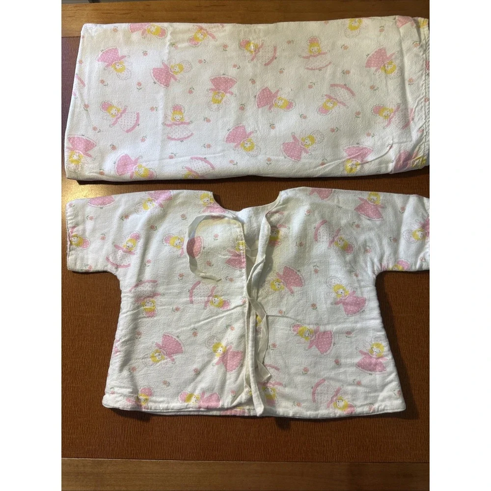 1950's Baby Jacket And Matching Blanket With Pink‎ Fairy Vintage Fabric